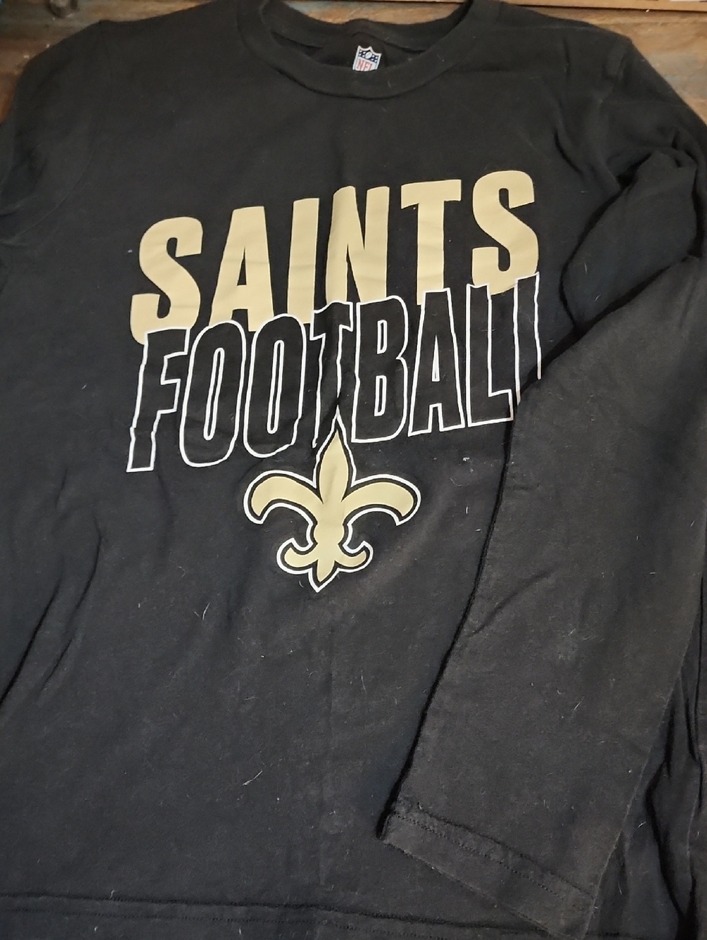 NFL Black and Gold Saints Football Long Sleeve Tee Youth 10/12